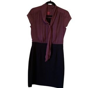 212 Collection Size 8 Straight Dress Black Skirt with Purple/Black Circle Print